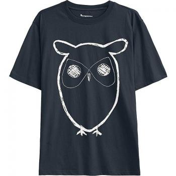 Herren T-Shirt Big Owl in Blau von KnowledgeCotton Apparel, Größe M