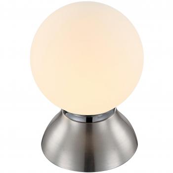 Wohnzimmer‑Nachttischlampe GLOBO – LED‑Schreiblicht, Nickel‑Chrom