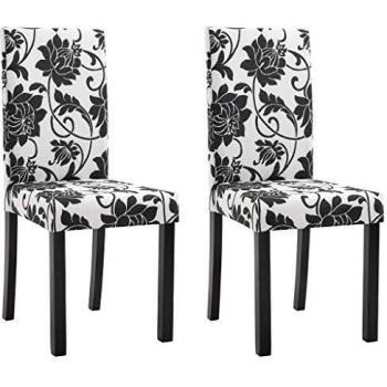 Lot de 2 chaises rembourrées en polyester noir pour salle à manger