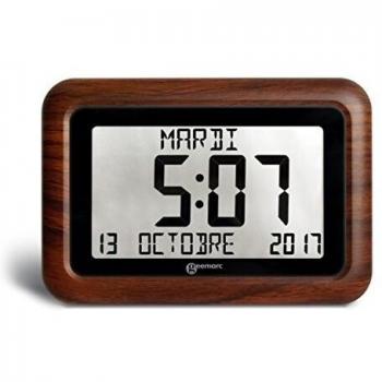 Viso 10 Geemarc Legno: Orologio con Giorno e Dati in Marrone