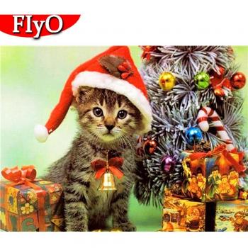 Artigianato con Diamanti 5D Fai-da-te: Ricamo Gatto (Kit Completo, 20x30 cm)