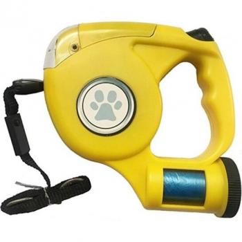 Porte‑sac à déchets + laisse rétractable 4,5 m pour animaux domestiques