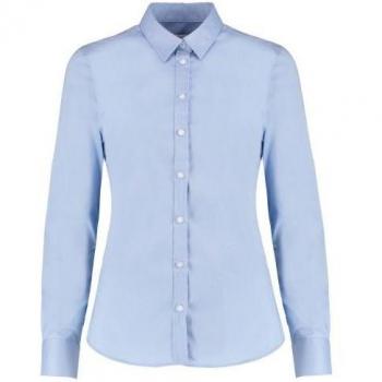 Camicia Kustom Kit 782 – Oxford donna con elasticità, maniche lunghe, colore blu luce