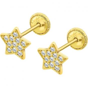 Pendientes Time Road LG00087/8 de Oro 9k con Motivo Estrella para Infantil/Mujer