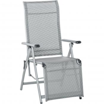 Sillón de Jardín Plegable Outsunny 10 Posiciones Respaldo Alto Gris Claro 76/110x58x78 cm