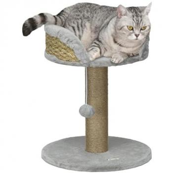 Grey Cat Tree Tower Activity Center with Scratching Posts and Dangling Ball