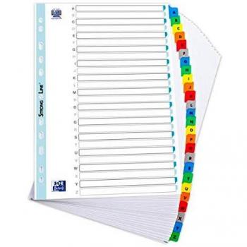 Elba File Dividers A4 A-Z White with Coloured Plastic Tabs