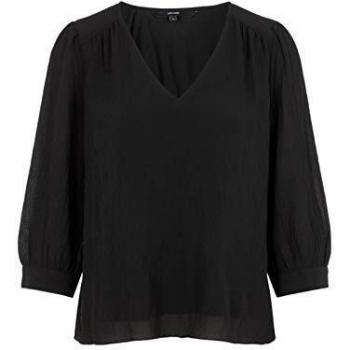 Blusa de manga 3/4 y escote en pico (color negro)