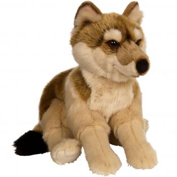 GIPSY Peluche Loup Allongé 30 cm – Couleur Marron