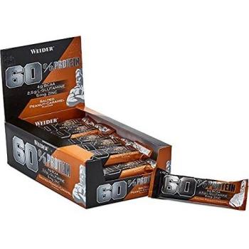Barrita de Proteína Weider 60% Sabor Cacahuete Salado-Caramelo 24 x 45 g