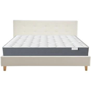 Lit Douillet 160x200 en Velours Beige avec Matelas Ergonomique