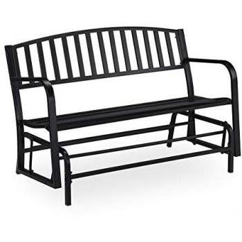Outdoor Vintage Swing Bench, Steel, 2 Seater, Load 220kg, HxWxD: 86 x 127 x 69 cm, Black
