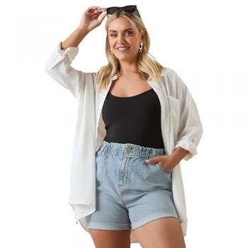 Adjustable Waist Flap‑Up Jeans