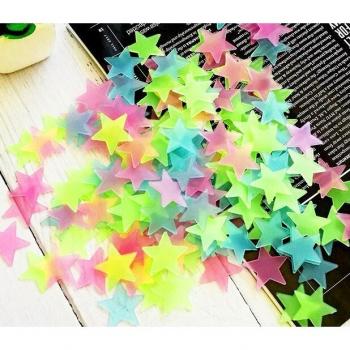 Fluorescent Glow-in-the-Dark Snowflake and Star Wall Stickers