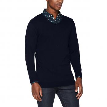 Suéter Selected Homme Shdtower Cot/Silk V-Neck Noos, Azul (Dark Sapphire), Pequeño