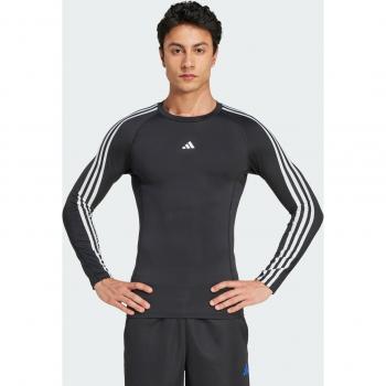Camiseta adidas Techfit compresión 3 bandas larga negra XL hombre