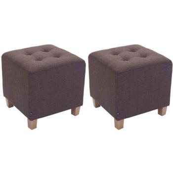 Set de Taburetes Bajos con Reposapiés Cuadrado y Tela Marrón