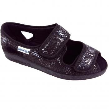 Scarpa Sandalo EMANUELA 667 Nero Doppio Velcro Lavabile 37