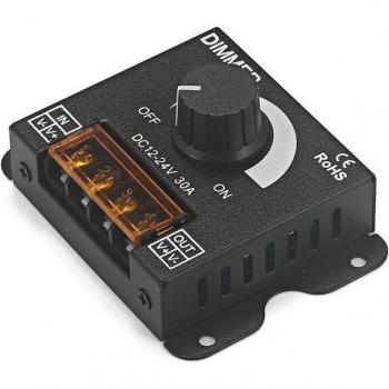 Gradateur LED 30A C/C 12V/24V, boîtier en métal, bouton marche/arrêt, bande lumineuse ruban 5050