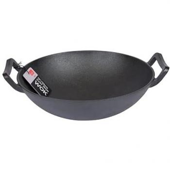 Dexam School of Wok Pre‑Seasoned Flat Base Wok – 300mm