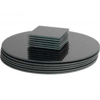 30cm Black Round Glass Placemats Coasters Set 12pc