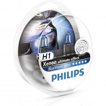 2 Ampoules Philips H1 BlueVision Ultra 12V 55W – Pack Duo