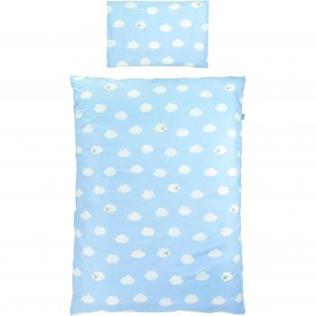 Kinderbettwäsche „Kleine Wolke Blau“ – 100 % Baumwoll-Set (Decke + Kissen)