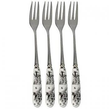 Alice In Wonderland Pastry Forks with Porcelain Handle (Set of 4)