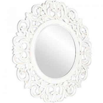 Miroir Rond en Bois Blanc 60 cm