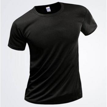 Camiseta unisex negra de manga corta y secado rápido