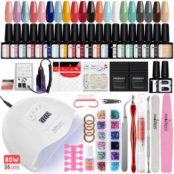PHOENIXY Kit Complet Gel Ongles avec Lampe UV