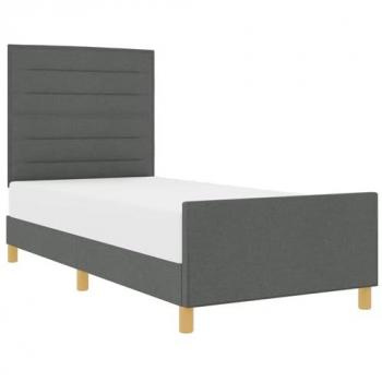 Dark Grey Fabric Bed Frame with Headboard 100x200 cm