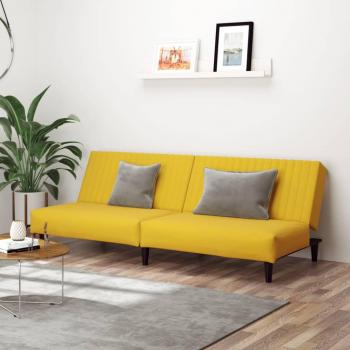 Sofá cama de terciopelo amarillo para 2 personas