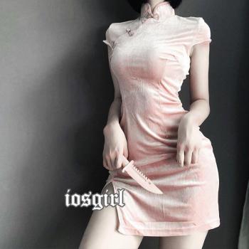 High-Waist Punk Velvet Dress for Girls
