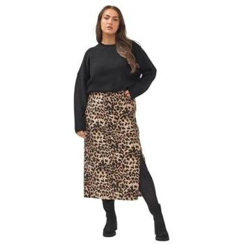 Brown Textured Leopard Tube Skirt – Women's Size 30/32