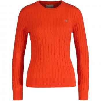 GANT Damen‑Sweater Cable‑C‑Neck, Rot, Größe L