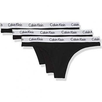 Calvin Klein Damen Thong 3PK Tanga, Schwarz