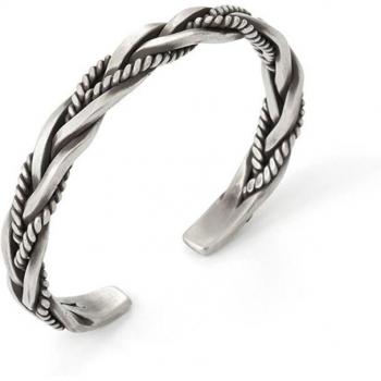 Bracelet argenté ouvert avec breloque torsadée pour hommes et femmes