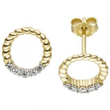 JOBO 333 Gold Ohrstecker mit funkelnden Zirkonia