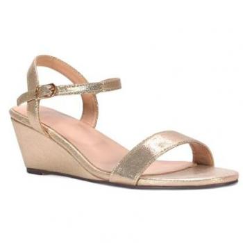 Alissa Gold Open Toe Wedges, Anklet Style