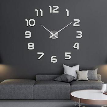 SOLEDI Horloge Murale 3D Argent