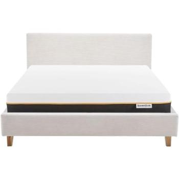 Milo Lit 180x200 en Velours Beige + Matelas Mémoire de Forme