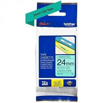 Brother TZE-751 Black on Green 8M x 24mm Gloss Tape 14113J
