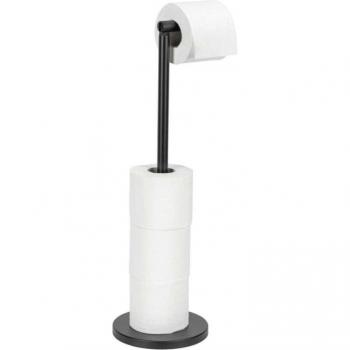 Wenko Porta Carta Igienica Combinato 2in1, capacità 4 rotoli, acciaio, dimensioni 21x55x17 cm, nero opaco