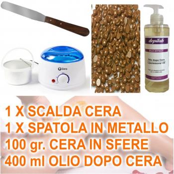 Depilazione Brasiliana Premium: Scalda Cera + Spatola, Olio e Sfere