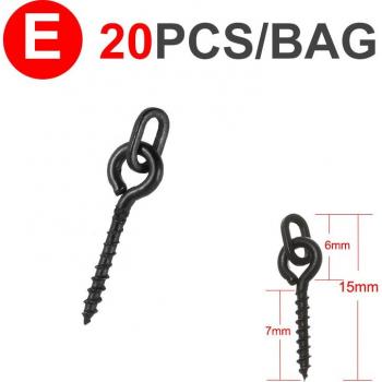 Mosodo Boilie Screw Peg Set (20) with Ring and Swivel for Carp Fishing