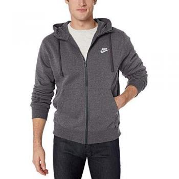 Felpa Nike M NSW Club Hoodie FZ BB, Uomo, Charcoal Heathr/Anthracite/(White), S