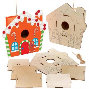 Handgemachtes Lebkuchen‑Vogelhaus aus Holz – Bastelspiel für Weihnachten