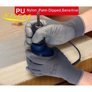 Gray Nylon Anti-Static Work Gloves