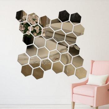 12 Pcs Decorative Acrylic Mirror Wall Stickers